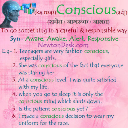 Conscious Meaning - Do Something In A Careful | Vocabulary Cards
