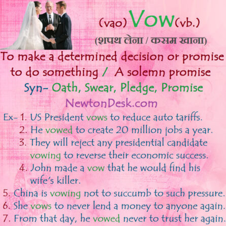 Vow Meaning - A Solemn Promise | Vocabulary Cards