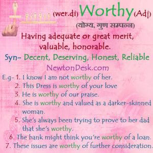 Worthy Meaning - Adequate or Great Merit, Valuable | Vocabulary Cards
