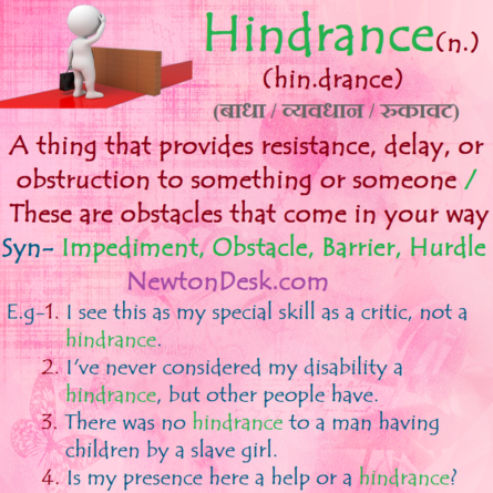 Hindrance - Obstacles That Come In Your Way | Vocabulary Flash Cards