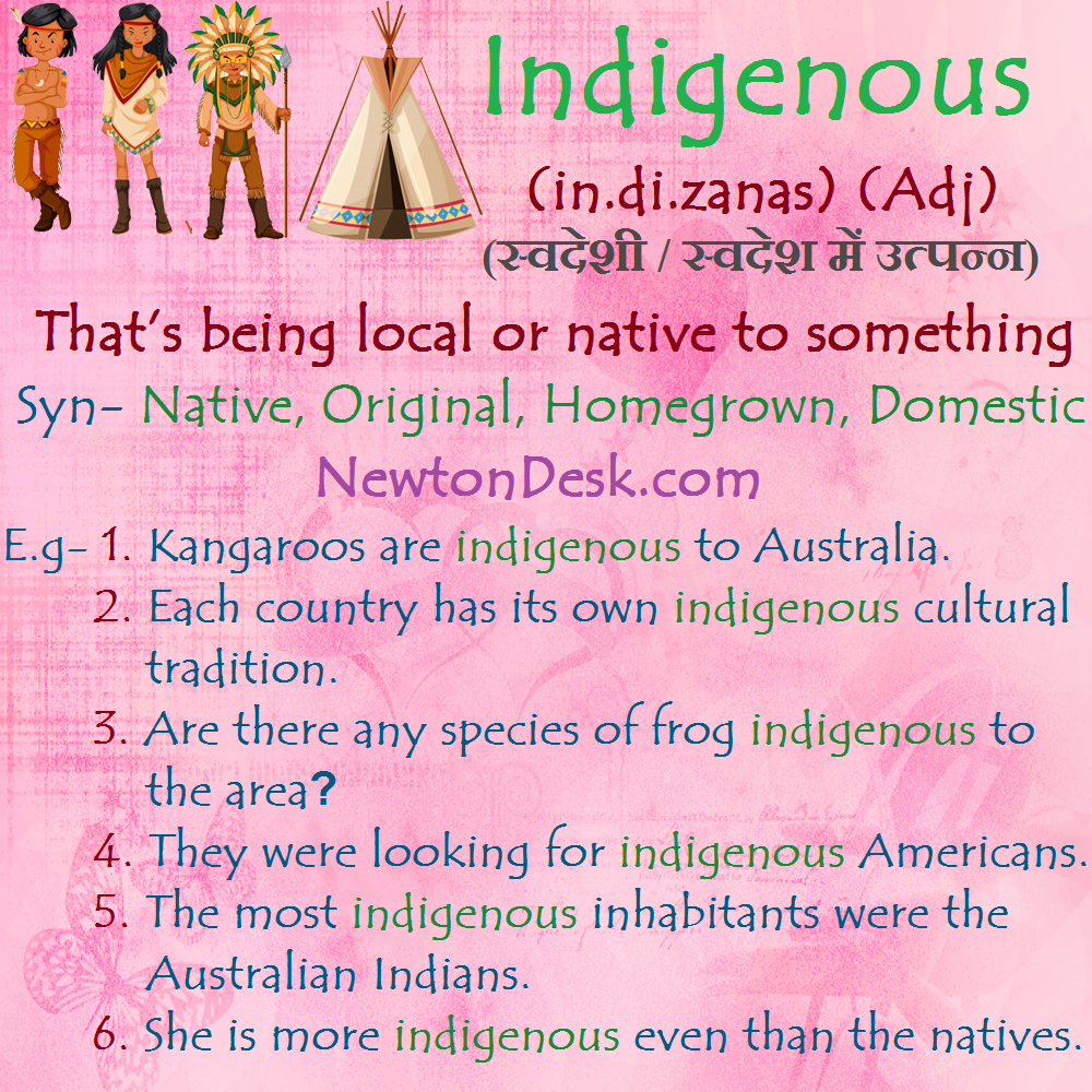 indigenous meaning in english and hindi with synonyms and sentences