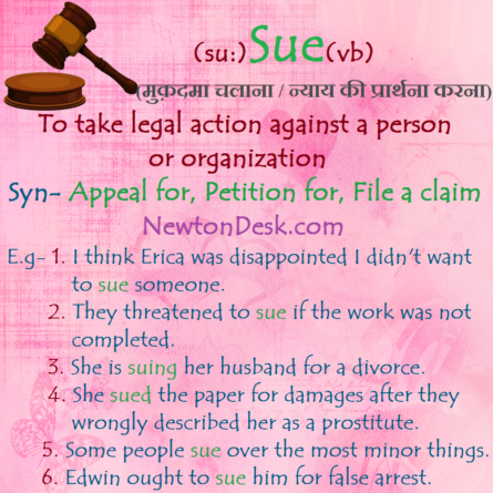 Sue Meaning - Legal Action Against A Person or Organization | Vocabulary