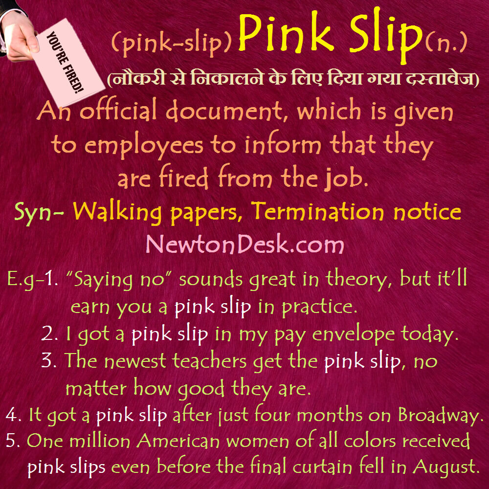 pink slip meaning