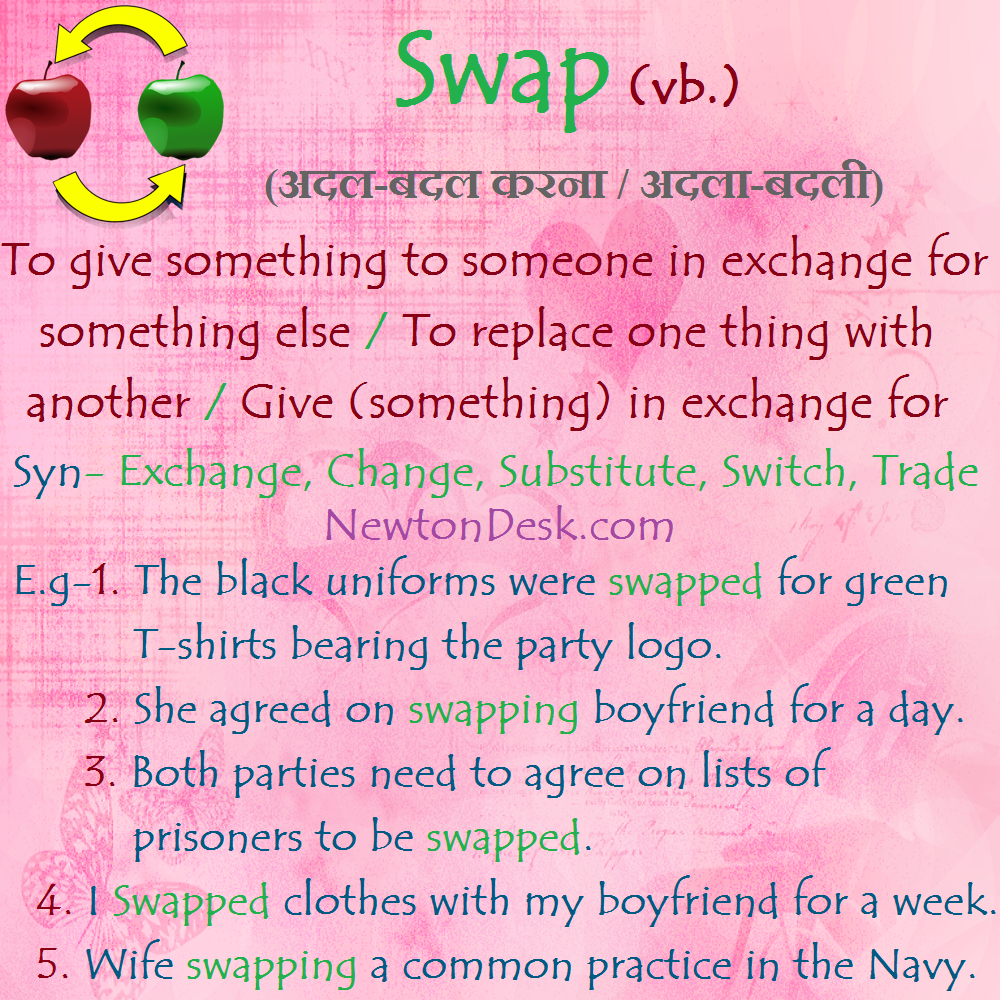 swap (swapping) meaning vocabulary flash card