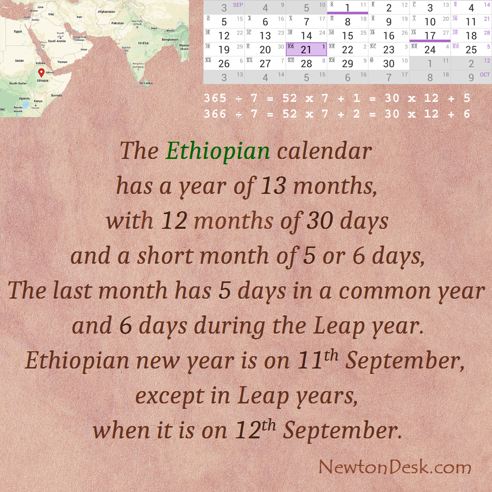 Ethiopian New Year Calendar