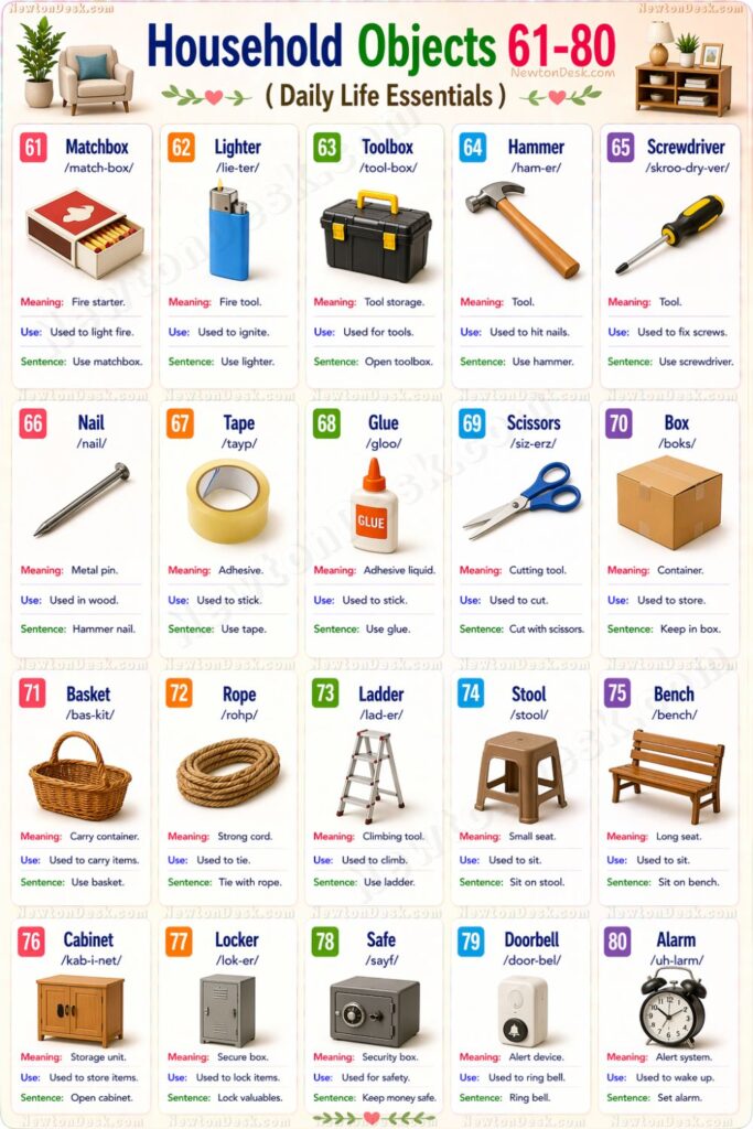 Learn 80 Household Items Names in English (Daily Use Words)