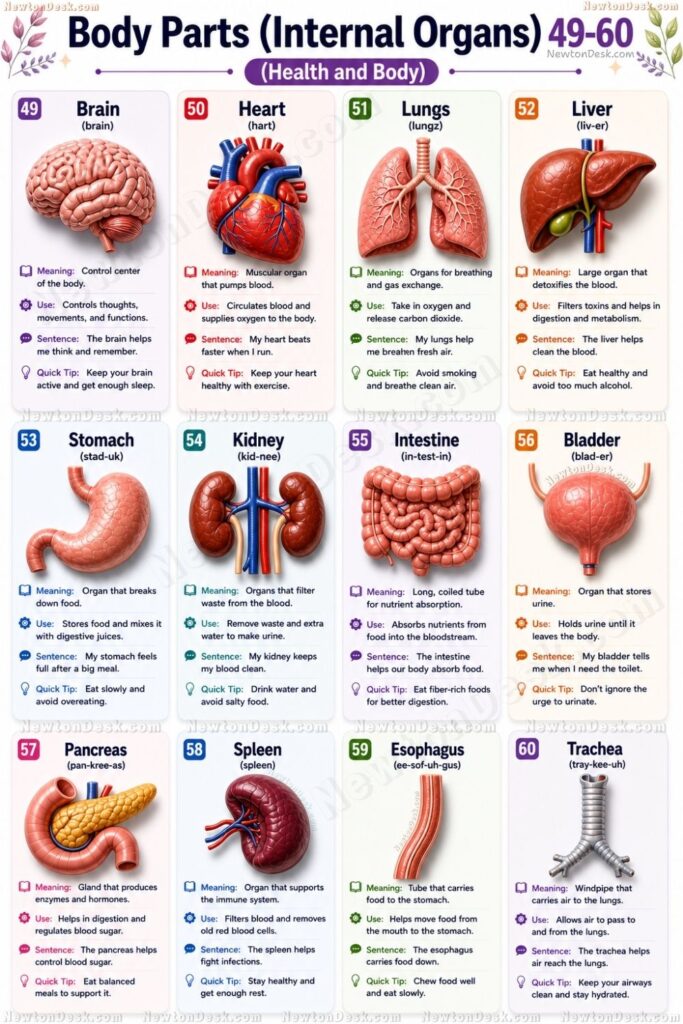 100+ Human Body Parts Name in English with Pictures & Meanings