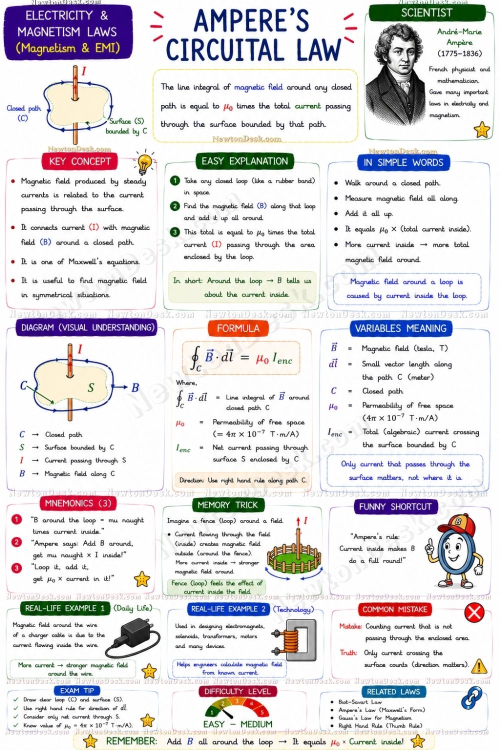 Ampere Circuital Law magnetic field physics study notes