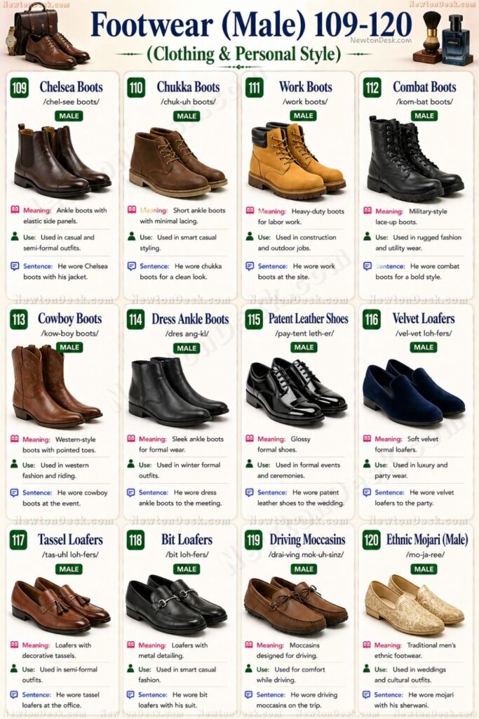 120 Footwear Names in English with Pictures | Vocabulary Guide